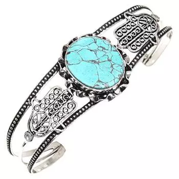 Тибетский бирюзовый драгоценный камень серебряные браслеты-манжеты 7 регулируемые