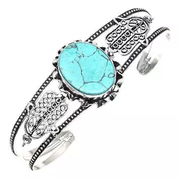 Тибетский бирюзовый драгоценный камень серебряные браслеты-манжеты 7 регулируемые