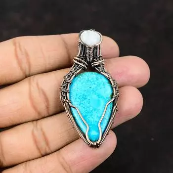 Тибетский бирюзовый медный кулон, медная проволока, завернутая в ювелирные изделия, драгоценный камень, медные украшения, Радужный лунный камень, ювелирные изделия, подарок для мамы, подарок для нее