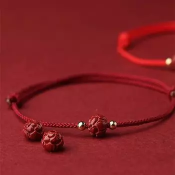 Тибетский буддийский лотос браслет из бисера ручной работы плетеный регулируемый счастливый красный