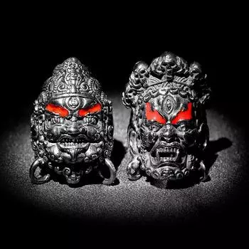 Тибетский буддизм Ракша Будда Мужские Кольца Из Нержавеющей Стали Панк Амулет для Мужчин Бойфренд Байкер Ювелирные Изделия Креативный Подарок Оптовая Продажа 13