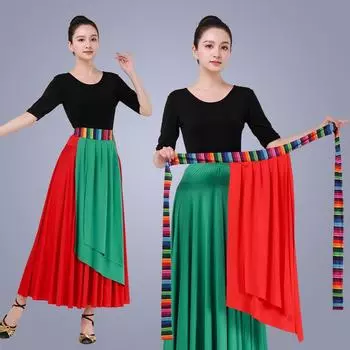 Тибетский радужный фартук из лент для танцевального представления One size (80-170 catties) озеро синий