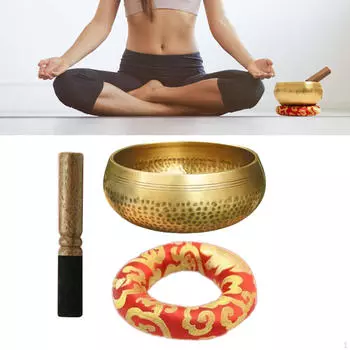 Тибетский ручной работы набор поющих чаш медный для любителей медитации музыкальный инструмент 8cm