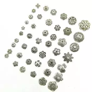 Тибетский серебряный сплав полые цветочные бусины держатель для DIY ювелирных аксессуаров Tibetan Silver Alloy Model #4