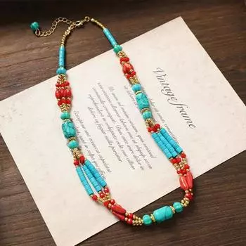 Тибетское ретро ожерелье Непальская ручная работа экзотический стиль цепочка на ключицу нишевые аксессуары женщины