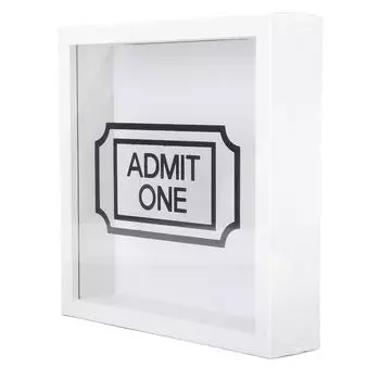 Ticket Shadow Box with Slot Photo Frame Memory Storage Box for Postcard Concert Movie Ticket White