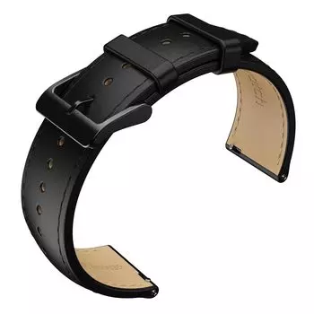 [Ticwatch] Сменный силиконовый ремешок для смарт-часов Pro 5, сменный кожаный ремешок, ширина 24 мм (Черная кожа)
