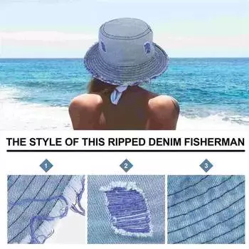 Tide cool hole grinding fisherman hat men and women fashion personality cut beggar hat spring and autumn niche basin M56-58cm светло-зеленый