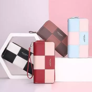 Tide дамский кошелек женский новый длинный трехцветный простой кошелек на молнии для мобильного телефона чёрный