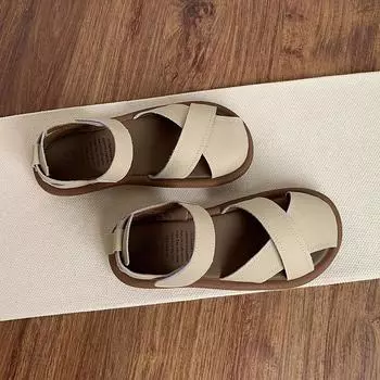 Tide is not south! College style bag head Roman sandals women s soft sole versatile summer original word belt casual hole shoes 35 белый