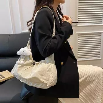 Tide Korea Dongdaemun нишевая дизайнерская сумка на плечо со шнурком и складками нейлоновая сумка-мессенджер сумка женская single package чёрный