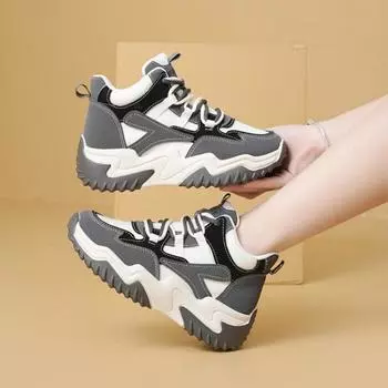 Tide muffin women s shoes spring and autumn new retro platform sneakers inner height increase breathable dad shoes 35