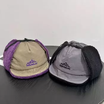 Tide вышитые буквы бренда защита ушей велосипедная кепка зимняя бархатная защита от холода теплая функция ветра шапка Lei Feng женская M56-58cm чёрный