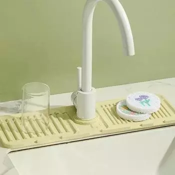 Tidy Splash Faucet Guard & Draining Mat, Silicone Draining Mat for Sink 39x11.5cm&1pc серый