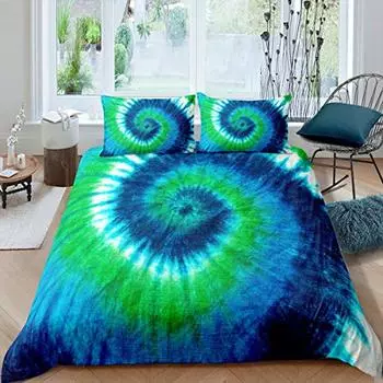 Tie Dye Bedding Set Boho Psychedelic Duvet Cover for Kids Children Teens Adult Hippie Tie Dye Comforter Cover Bohemian Gypsy EU Single(135x200cm)