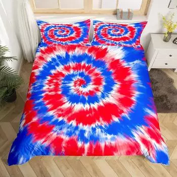 Tie Dye Bedding Set Boho Psychedelic Duvet Cover for Kids Children Teens Adult Hippie Tie Dye Comforter Cover EU Single 135x200cm