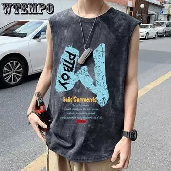Tie-Dye Фитнес-Спорт Летняя Хип-Хоп Спортивная Свободная Студенческая Молодежная Одежда Жилет Бренд Tide Для Мужчин и Женщин Одинаковый Баскетбол XXXL