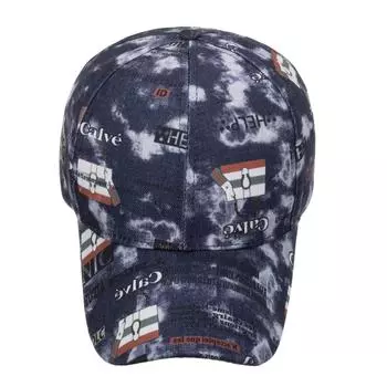 Tie-dye hat baseball cap personalized graffiti baseball cap versatile trendy cap темно-синий