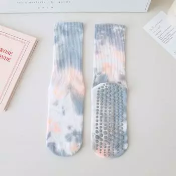 Tie-dye Socks Women s Spring Summer Cotton Tube Socks Professional Fitness Exercise Pilates Non-Slip Yoga Socks Khakis