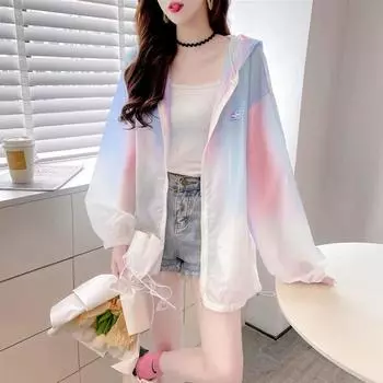 Tie Dye Sunscreen Jacket for Women In Summer, UV Resistant Loose Design, Top for Outerwear XXL