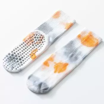 Tie Dye Yoga Socks Non Slip Professional Female Pilates Socks Indoor Sports Room Socks Adult Yoga Non-Slip Socks Gray Orange
