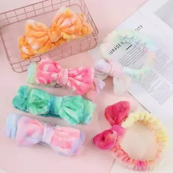 Tie-dyed Bow Headband Face Wash Mask Headband Tie-dyed Headband One Size синий