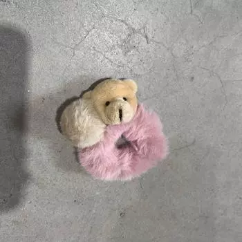 Tie Girls Plush Bear Cute Elastic Scrunchie Rubber Bands Ponytail Holder Hair Rope Hair Accessories