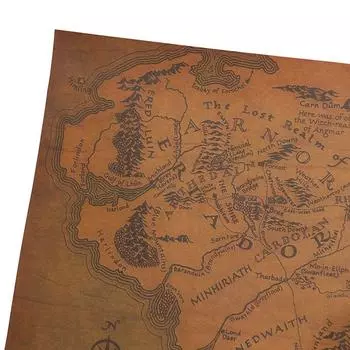 Tie Ler Винтажная карта Средиземья на постере для домашнего декора стикер на стену 51X35.5см