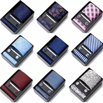 Tie Men S Business Professional Dress Suit Blue Striped Gift Box Polyester Silk 7.5Cm Business Gift