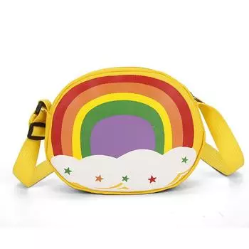 Tiger Dinosaur Rainbow Cartoon Pattern Children Shoulder Bag Girl Bag Crossbody Rainbow Yellow