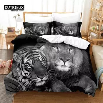 Tiger Duvet Cover Set, Fashion Bedding Set, Soft Comfortable Breathable Duvet Cover, For Bedroom Guest Room Decor EU single(135x200cm)