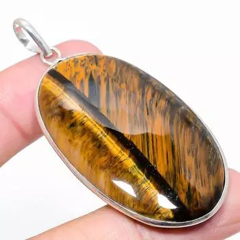 Ювелирное украшение из серебра 925 пробы с драгоценным камнем тигровый глаз 2,68 дюйма k9R20 жёлтый