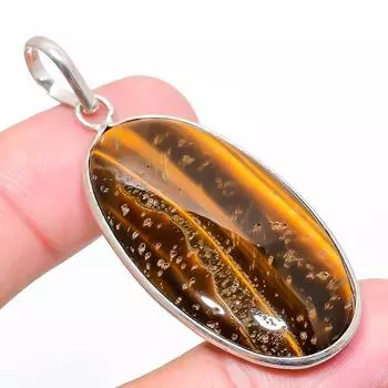Tiger Eye Gemstone 925 Sterling Silver Jewelry Pendant 2.29 c1r58 жёлтый