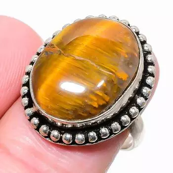 Tiger Eye Gemstone 925 Sterling Silver Jewelry Ring Size 8.5 U8p13 8.5 жёлтый