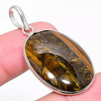 Tiger Eye Gemstone 925 Sterling Silver Jewelry Pendant 1.89 H8W04 жёлтый