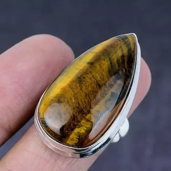 Tiger Eye Gemstone Handmade 925 Steling Silver Gift Jewelry Ring Size 10 I5m67