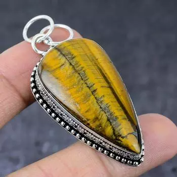 Tiger Eye Gemstone Handmade 925 Sterling Silver Gift Jewelry Pendant 2.44 G4n55