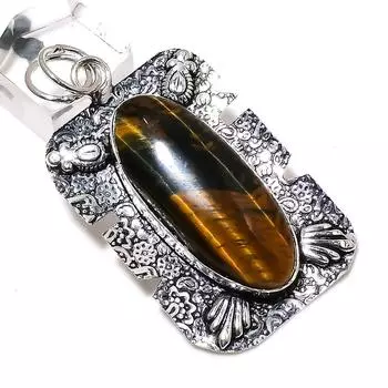 Tiger Eye Gemstone Handmade 925 Sterling Silver Gift Jewelry Pendant 2.44 q2Y74