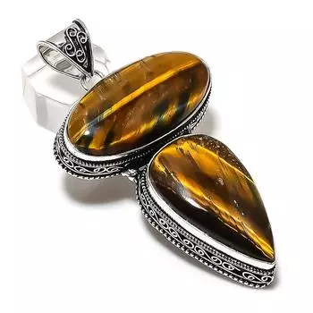Tiger Eye Gemstone Handmade 925 Sterling Silver Jewelry Pendant 3.03 G3u92