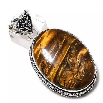 Tiger Eye Gemstone Handmade 925 Sterling Silver Gift Jewelry Pendant 2.36 G3a61