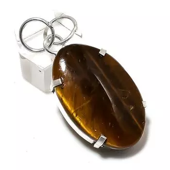Tiger Eye Gemstone Handmade 925 Sterling Silver Jewelry Pendant 2.01 d2Q39