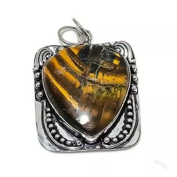 Tiger Eye Gemstone Handmade 925 Sterling Silver Jewelry Pendant 2.36 K2Q13