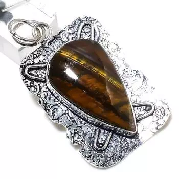 Tiger Eye Gemstone Handmade 925 Sterling Silver Gift Jewelry Pendant 2.36 N3N71