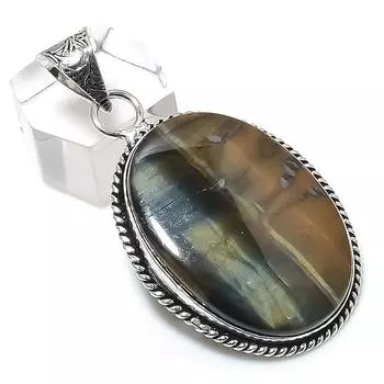Tiger Eye Gemstone Handmade 925 Sterling Silver Jewelry Pendant 2.09 C7m36