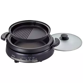 TIGER Grill Deep 2 Plate с металлическим горшком, горшок, якинику, тип, крышка, 3,5 л, коричневый, CQE-B201TH