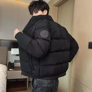 Tiger Head Cotton Coat Winter Coat Men s Casual Stand Collar Thickened Cotton Coat Windproof and Cold Green Cotton Coat Trendy Coat M