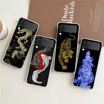 Tiger neon Leopard Clear Phone Case For Samsung Galaxy Z Flip 4 Case Thin High Hard PC Shell on For Galaxy Z Flip 3 5G Cover Galaxy Z Flip