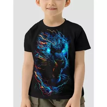 Tiger Одежда Детская футболка для мальчика Детская футболка Детские футболки Детская футболка Одежда для мальчиков Детская летняя одежда с коротким рукавом 100cm