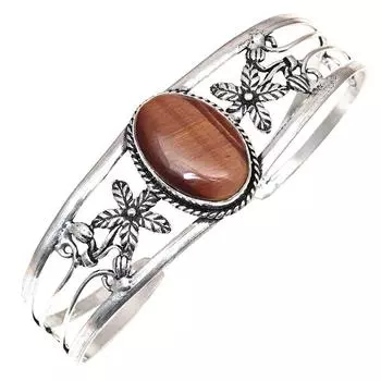 Tiger s Eye Gemstone Antique Silver Jewelry Cuff Bracelets 7 Adjustable