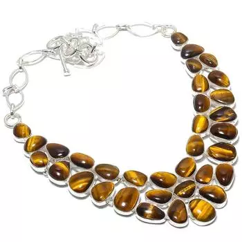 Ювелирные изделия ручной работы из серебра 925 пробы с драгоценным камнем тигровый глаз, ожерелье 18 дюймов JCN484-71